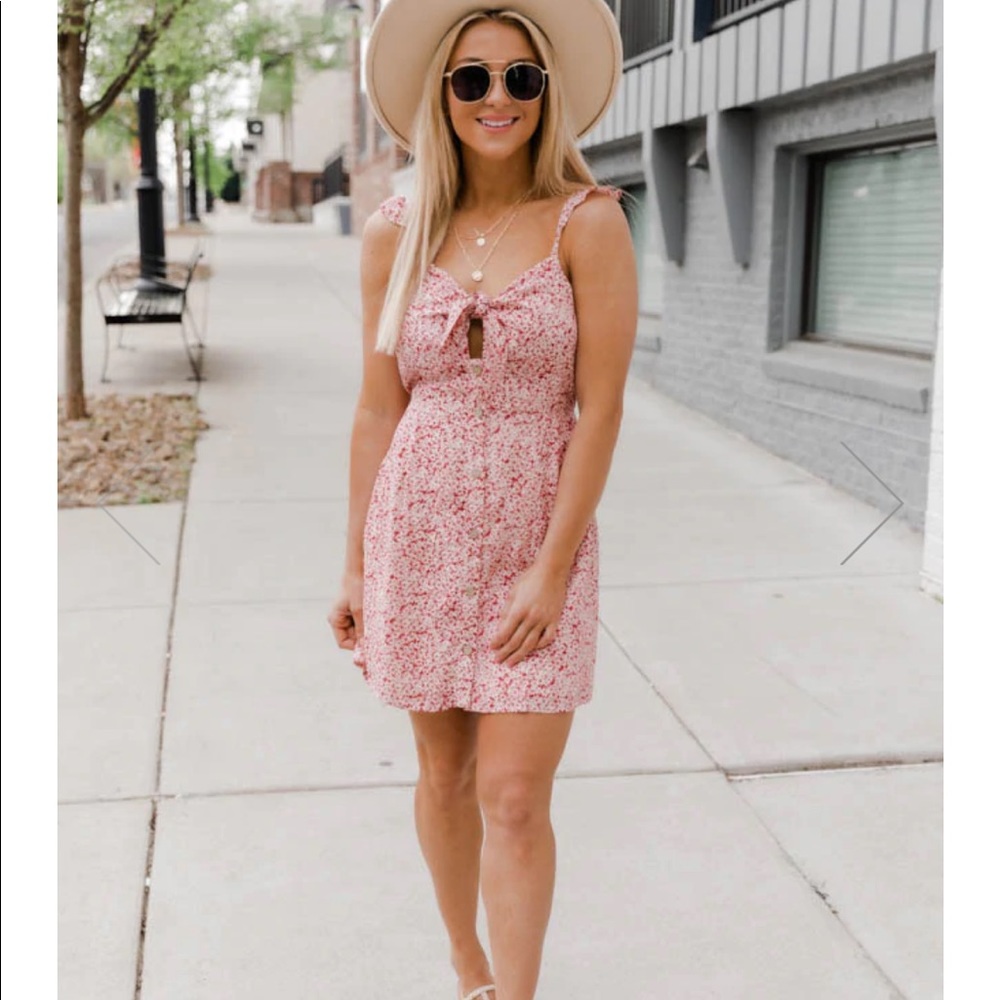Small Red Floral Summer Dress, Pink Lily Boutique